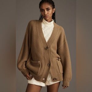 RAGA / Anthropologie Heather Oversized Cable Cardigan Sweater